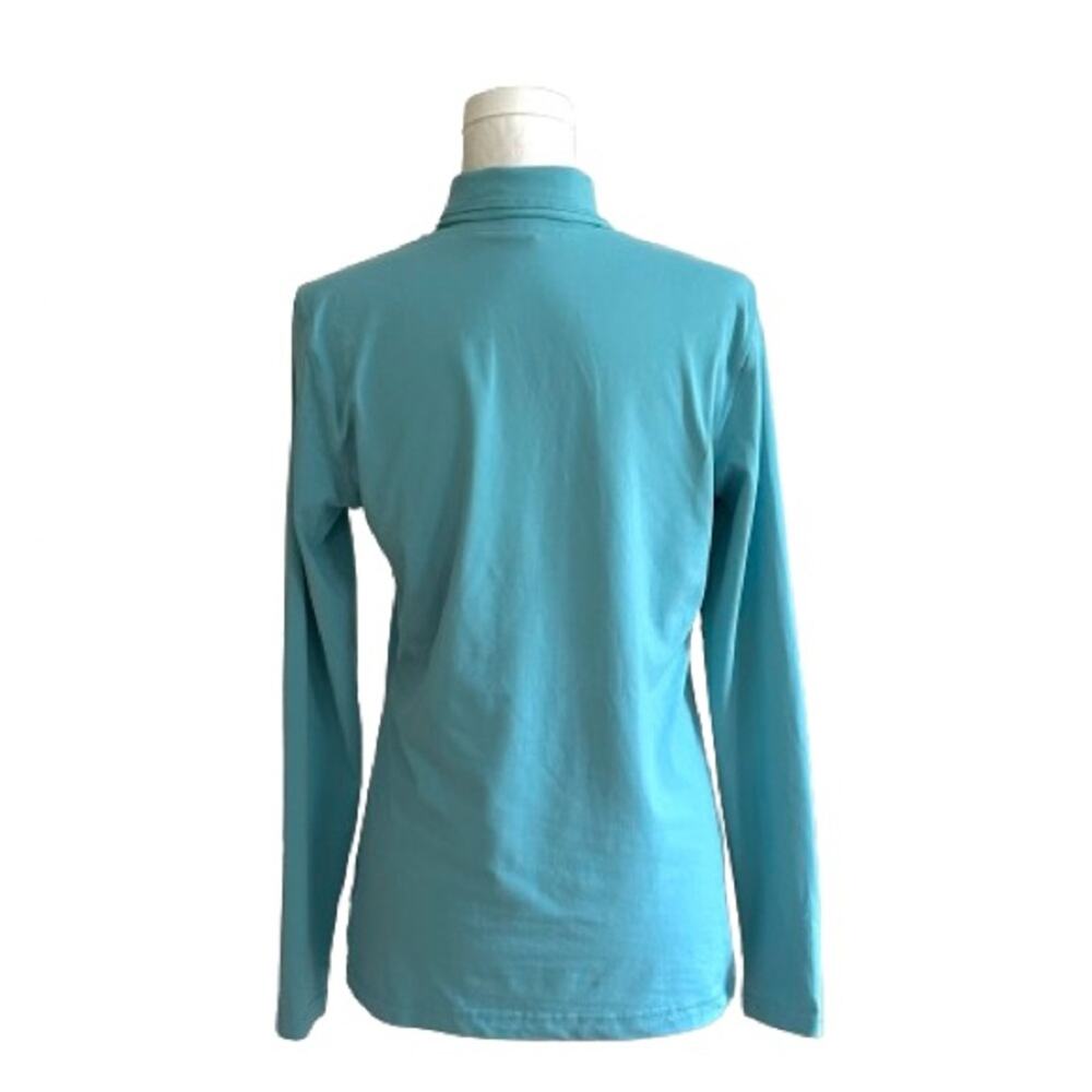 Athleta Top Light Blue Split Mock Turtleneck Long… - image 6